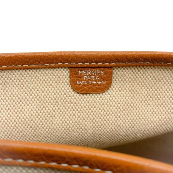 Hermes Beige / Cognac Toile / Clemence Leather Evelyn III GM - Picture 8 of 12